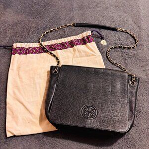 TORY BURCH Authentic Leather Handbag Black